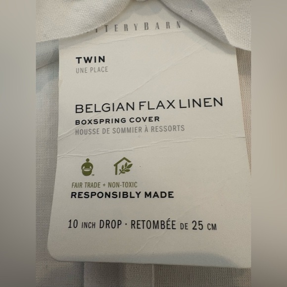 Belgian Flax Linen Boxspring Cover in White - Picture 3 of 4